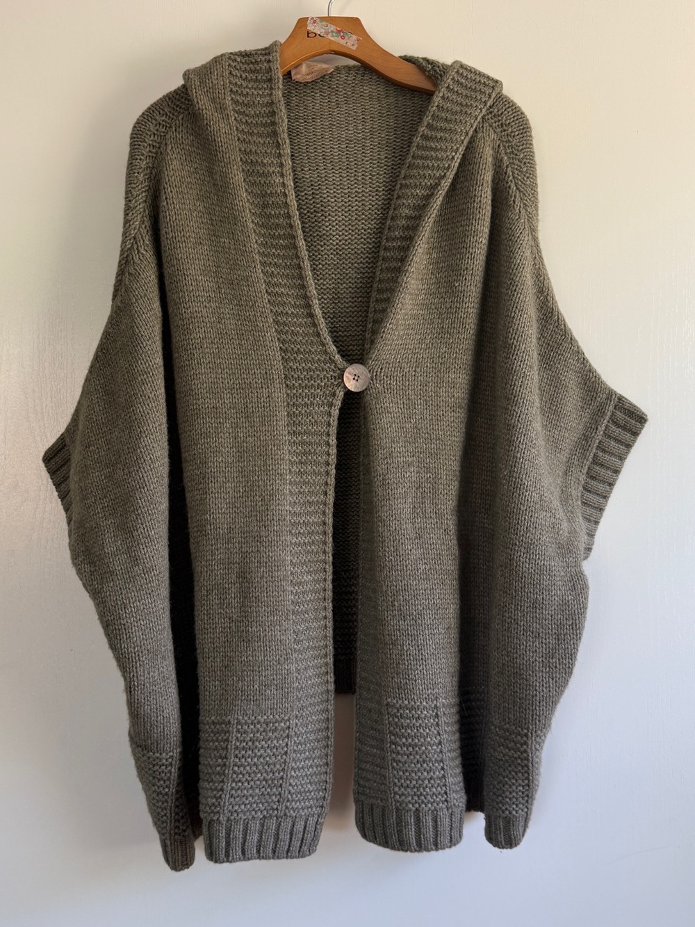 Marina Rinaldi Olive Hooded Oversized Knit Cardigan